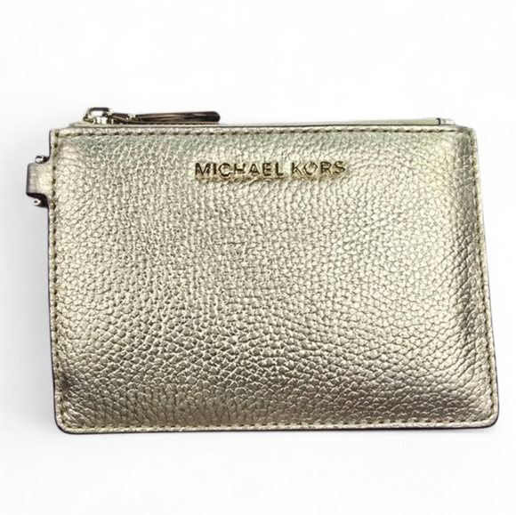 Michael Kors Handbags - Michael Kors Jet Set Small Metallic Gold Leather Coin‎ Purse Wallet